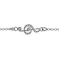 Bracelet en argent rhodi&eacute; cha&icirc;ne avec 1 clef de sol orn&eacute;e d'oxydes blancs sertis au milieu - longueur 16cm + 3cm de rallonge