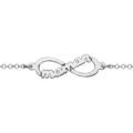 Bracelets sur Artemare : Bracelet en argent rhodi&eacute; cha&icirc;ne avec au milieu symbole infini avec d&eacute;coupe "maman" au centre - longueur 16cm + 3cm de rallonge