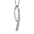 Colliers sur Artemare : Collier en argent rhodi&eacute; cha&icirc;ne avec pendentif brin faisant 1 demi boucle avec oxydes blancs sertis &agrave; 1 extr&eacute;mit&eacute; - longueur 40cm + 4cm de rallonge