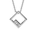 Colliers sur Artemare : Collier en argent rhodi&eacute; cha&icirc;ne avec pendentif carr&eacute; ajour&eacute; et oxydes blancs sertis - longueur 40cm + 4cm de rallonge