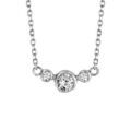 Colliers sur Artemare : Collier en argent rhodi&eacute; cha&icirc;ne avec pendentif 3 oxydes blancs sertis clos, 2 petits et 1 gros au milieu - longueur 42cm + 5cm de rallonge