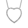 Collier en argent rhodié chaîne avec pendentif coeur fin ajouré orné d'oxydes blancs - longueur 40cm + 4cm de rallonge Colliers sur Artemare : Collier en argent rhodié chaîne avec pendentif coeur fin ajouré orné d'oxydes blancs - longueur 40cm + 4cm de rallonge