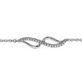 Bracelets sur Artemare : Bracelet en argent rhodi&eacute; cha&icirc;ne avec au milieu 2 vagues reli&eacute;es aux bouts, 1 en rail d'oxydes blancs sertis et l'autre lisse - longueur 16cm + 2cm de rallonge