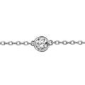 Bracelets sur Artemare : Bracelet solitaire en argent rhodi&eacute; cha&icirc;ne avec au milieu 1 oxyde blanc de 5mm serti clos - longueur 18cm r&eacute;glable 16cm