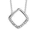 Collier en argent rhodié chaîne avec pendentif carré ajouré avec moitié ornée d'oxydes blancs sertis - longueur 39cm + 3cm de rallonge Colliers sur Artemare : Collier en argent rhodié chaîne avec pendentif carré ajouré avec moitié ornée d'oxydes blancs sertis - longueur 39cm + 3cm de rallonge