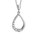 Collier en argent rhodié chaîne avec pendentif goutte évidée avec 1 moitié lisse et l'autre ornée d'oxydes blancs - longueur 42cm + 3cm de rallonge Colliers sur Artemare : Collier en argent rhodié chaîne avec pendentif goutte évidée avec 1 moitié lisse et l'autre ornée d'oxydes blancs - longueur 42cm + 3cm de rallonge