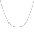 Collier en argent rhodi&eacute; cha&icirc;ne avec perles blanches d'eau douce 40cm + 5cm