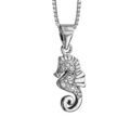 Collier en argent rhodié chaîne avec pendentif petit hippocampe orné d'oxydes blancs sertis - longueur 42cm + 3cm de rallonge Colliers sur Artemare : Collier en argent rhodié chaîne avec pendentif petit hippocampe orné d'oxydes blancs sertis - longueur 42cm + 3cm de rallonge