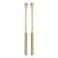 Boucles d'oreilles pendantes en plaqu&eacute; or cha&icirc;nette avec b&acirc;ton lisse &agrave; l'extr&eacute;mit&eacute; et fermoir poussette