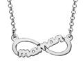 Colliers sur Artemare : Collier en argent rhodi&eacute; cha&icirc;ne avec pendentif symbole infini avec d&eacute;coupe "maman" au centre - longueur 40cm + 5cm de rallonge