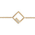Bracelet en plaqu&eacute; or cha&icirc;ne avec au milieu carr&eacute; ajour&eacute; et oxydes blancs sertis - longueur 16cm + 2cm de rallonge Artemare
