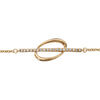 Bracelet en plaqu&eacute; or cha&icirc;ne avec au milieu 1 rail d'oxydes blancs superpos&eacute; sur 1 ovale lisse et &eacute;vid&eacute; - longueur 16cm + 2cm de rallonge