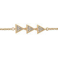 Bracelet en plaqu&eacute; or cha&icirc;ne avec 3 triangles pav&eacute;s d'oxydes blancs sertis - longueur 16cm + 2cm de rallonge Artemare