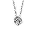 Colliers sur Artemare : Collier en argent rhodi&eacute; cha&icirc;ne avec pendentif cube ouvert avec 1 oxyde blanc &agrave; l'int&eacute;rieur - longueur 40cm + 4cm de rallonge
