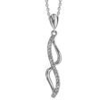 Colliers sur Artemare : Collier en argent rhodi&eacute; cha&icirc;ne avec pendentif 2 vagues reli&eacute;es aux bouts, 1 en rail d'oxydes blancs sertis et l'autre lisse - longueur 40cm + 4cm de rallonge