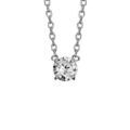 Collier solitaire en argent rhodi&eacute; cha&icirc;ne avec pendentif oxyde blanc de 5mm serti 4 griffes - longueur 38cm + 4cm de rallonge