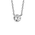 Colliers sur Artemare : Collier en argent rhodi&eacute; cha&icirc;ne avec pendentif oxyde blanc de 5mm serti clos - longueur 38cm + 4cm de rallonge