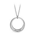 Colliers sur Artemare : Collier en argent rhodi&eacute; cha&icirc;ne avec pendentif 1 anneau pr&eacute;nom &agrave; graver - longueur 40cm + 5cm de rallonge