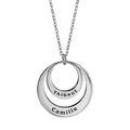 Colliers sur Artemare : Collier en argent rhodi&eacute; cha&icirc;ne avec pendentif 2 anneaux pr&eacute;nom &agrave; graver - longueur 40cm + 5cm de rallonge