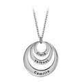 Colliers sur Artemare : Collier en argent rhodi&eacute; cha&icirc;ne avec pendentif 3 anneaux pr&eacute;nom &agrave; graver - longueur 40cm + 5cm de rallonge