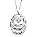 Collier en argent rhodi&eacute; cha&icirc;ne avec pendentif 4 anneaux 4 pr&eacute;noms &agrave; graver - longueur 40cm + 5cm de rallonge Artemare
