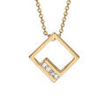 Colliers sur Artemare : Collier en plaqu&eacute; or cha&icirc;ne avec pendentif carr&eacute; ajour&eacute; et oxydes blancs sertis - longueur 40cm + 4cm de rallonge