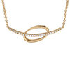 Collier en plaqu&eacute; or cha&icirc;ne avec pendentif rail d'oxydes blancs superpos&eacute; sur 1 ovale lisse et &eacute;vid&eacute; - longueur 40cm + 4cm de rallonge