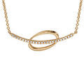 Collier en plaqu&eacute; or cha&icirc;ne avec pendentif rail d'oxydes blancs superpos&eacute; sur 1 ovale lisse et &eacute;vid&eacute; - longueur 40cm + 4cm de rallonge