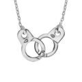 Collier en argent rhodi&eacute; cha&icirc;ne avec pendentif grandes menottes au milieu - longueur 40cm + 5cm de rallonge