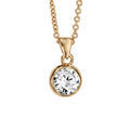 Colliers sur Artemare : Collier en plaqu&eacute; or cha&icirc;ne avec pendentif oxyde blanc de 6mm serti clos - longueur 44cm