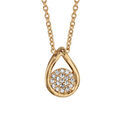 Collier en plaqu&eacute; or cha&icirc;ne avec pendentif goutte &eacute;vid&eacute;e avec rond pav&eacute; d'oxydes blancs &agrave; l'int&eacute;rieur - longueur 40cm + 4cm de rallonge Artemare