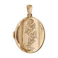 Pendentif en argent et dorure jaune cassolette ovale avec gravure papillons sur 1 bande au milieu - possibilit&eacute; d'ins&eacute;rer 1 ou 2 photos droite et gauche Artemare