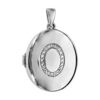 Pendentif en argent rhodi&eacute; cassolette ovale avec ovale en oxydes blancs sertis sur le dessus - dimension 20mm - possibilit&eacute; d'ins&eacute;rer 1 ou 2 photos droite et gauche