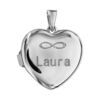 Pendentif en argent rhodi&eacute; cassolette coeur - dimension 20mm - possibilit&eacute; d'ins&eacute;rer 1 ou 2 photos droite et gauche