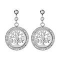 Boucles d'oreille sur Artemare : Boucles d'oreilles en acier et oxydes rond suspendu avec arbre de vie ajour&eacute; et fermoir poussette