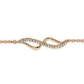 Bracelets sur Artemare : Bracelet en plaqu&eacute; or cha&icirc;ne avec au milieu 2 vagues reli&eacute;es aux bouts, 1 en rail d'oxydes blancs sertis et l'autre lisse - longueur 16cm + 2cm de rallonge