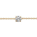 Bracelet solitaire en plaqu&eacute; or cha&icirc;ne avec au milieu 1 oxyde blanc de 4mm serti 4 griffes - longueur 18cm r&eacute;glable 16cm