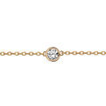 Bracelets sur Artemare : Bracelet solitaire en plaqu&eacute; or cha&icirc;ne avec au milieu 1 oxyde blanc de 5mm serti clos - longueur 18cm r&eacute;glable 16cm