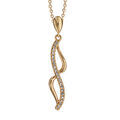 Colliers sur Artemare : Collier en plaqu&eacute; or cha&icirc;ne avec pendentif 2 vagues reli&eacute;es aux bouts, 1 en rail d'oxydes blancs sertis et l'autre lisse - longueur 40cm + 4cm de rallonge
