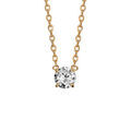 Collier en plaqu&eacute; or cha&icirc;ne avec pendentif oxyde blanc de 4mm serti 4 griffes - longueur 38cm + 4cm de rallonge Artemare