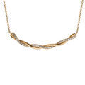 Colliers sur Artemare : Collier en plaqu&eacute; or cha&icirc;ne avec pendentif torsade avec 1 brin lisse et l'autre orn&eacute; d'oxydes blancs sertis - longueur 40cm + 4cm de rallonge