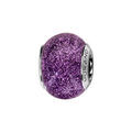 Charms Thabora en argent rhodi&eacute; et verre de Murano v&eacute;ritable violet paillet&eacute;