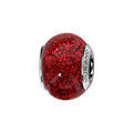 Charms Thabora en argent rhodi&eacute; et verre de Murano v&eacute;ritable rouge paillet&eacute; Artemare
