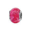 Bracelets sur Artemare : Charms Thabora en argent rhodi&eacute; et verre de Murano v&eacute;ritable rose paillet&eacute;