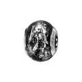 Bracelets sur Artemare : Charms Thabora en argent rhodi&eacute; et verre de Murano v&eacute;ritable noir avec effet givr&eacute; argent&eacute;
