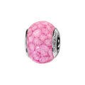 Charms Thabora en argent rhodi&eacute; et verre de Murano v&eacute;ritable rose tachet&eacute; de rose plus clair paillet&eacute;