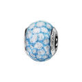 Bracelets sur Artemare : Charms Thabora en argent rhodi&eacute; et verre de Murano v&eacute;ritable ciel nuageux bleu tachet&eacute; de blanc et paillet&eacute;