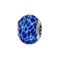 Charms Thabora en argent rhodi&eacute; et verre de Murano v&eacute;ritable bleu marbr&eacute;