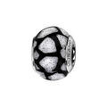 Charms Thabora en argent rhodi&eacute; et verre de Murano v&eacute;ritable blanc avec quadrillage asym&eacute;trique noir et paillettes