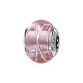 Bracelets sur Artemare : Charms Thabora en argent rhodi&eacute; et verre de Murano v&eacute;ritable rose avec filets argentes